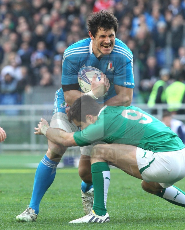 Sei Nazioni 2013, Roma, stadio Olimpico, 16/03/2013, Italia v Irlanda, Alesandro Zanni placcato da Murray.
