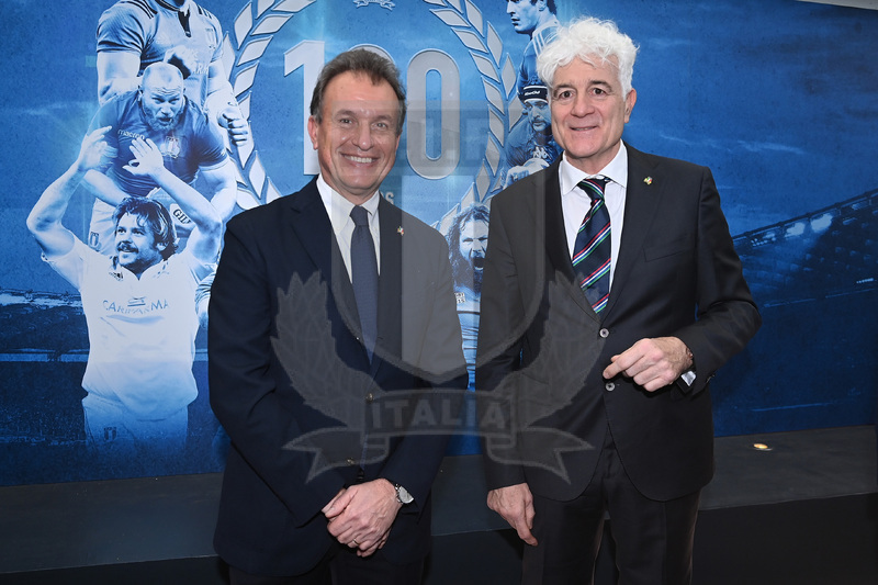 Marzio Innocenti attends the Centurion Test Cap ceremony before the Guinness Six Nations Rugby match between Italy and Scotland at Stadio Olimpico on March 12, 2022 in Rome, Italy. (Photo by Tullio Puglia - Federugby/Getty Images)