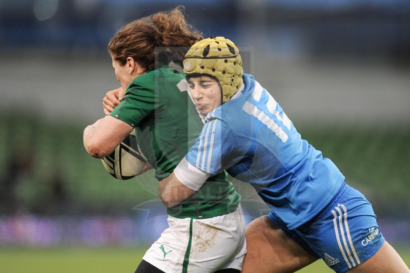 Rbs Sei Nazioni Donne 2014, Dublino, Aviva Stadium, 08/03/2014, Italia v Irlanda.Foto Elena Barbini.Beatrice Rigoni in placcaggio