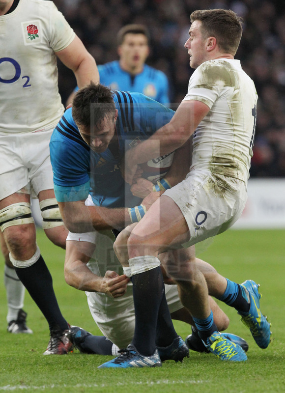 RBS Sei Nazioni 2017, Londra, Twickenham 26/02/2017, Inghilterra v Italia, Abraham Steyn fermato da Ford. Foto daniele Resini/Fotosportit