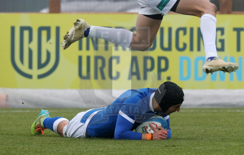 Test match, Parma, stadio Lanfranchi 18/12/2021, Italia Emergenti v Romania, la seconda meta di Simone Gesi festeggia. Foto Daniele Resinii/Fotosportit