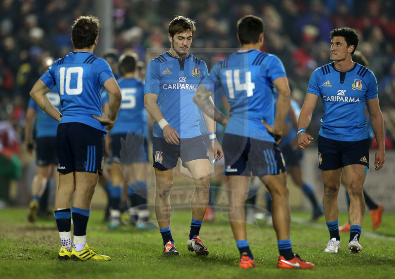 RBS 6 Nazioni U20 2016, Parc Eirias, Colwyn Bay,18-03-2016, Galles U20 v Italia U20. La delusione degli azzurrini a fine gara. Foto: Chris Fairweather /Huw Evans Agency @ Fotosportit