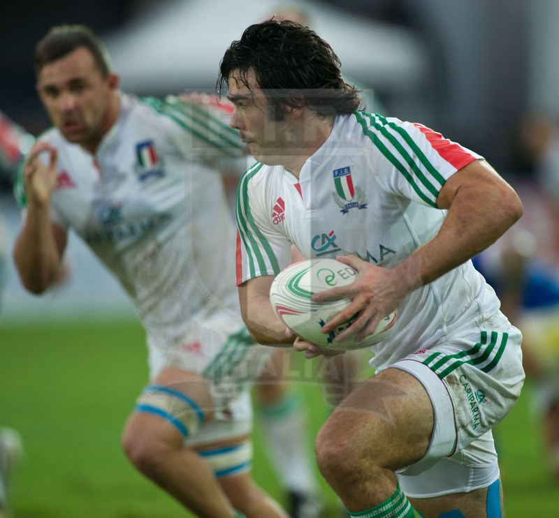 Cariparma test match 2014, Ascoli Piceno 08/11/2014, Italia v Samoa, Luke McLean con Favaro in sostegno.