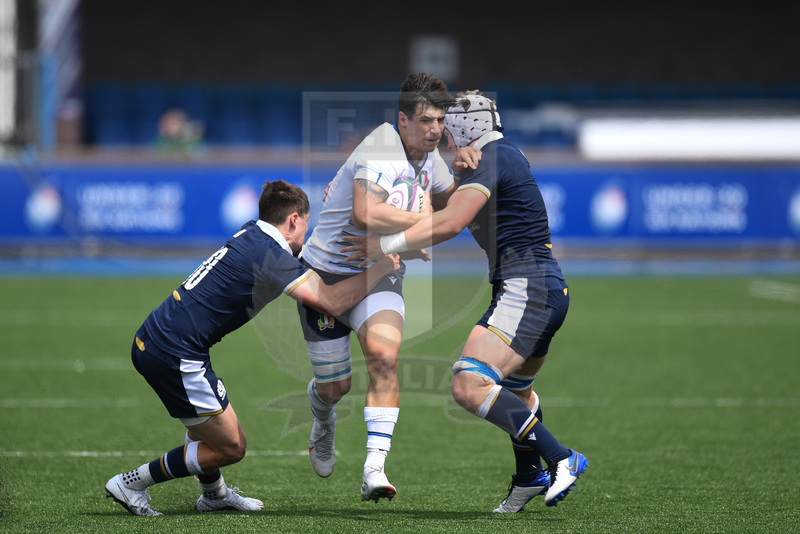 Guinness Sei Nazioni U20 2021, Cardiff, Arms Park 01/07/2021, Italia U20 v Scozia U20, Tommaso Menoncello attacca l\