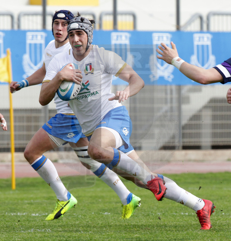 Natwest Sei Nazioni U20 2018, round 5, Bari, stadio della Vittoria 16/03/2018, Italia U20 v Scozia U20, break di Andrea De Masi. Foto Daniele Resini/Fotosportit