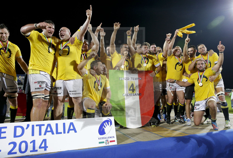 Eccellenza 2013-2014, Finale, Calvisano (BS), 31-05-2014, Peroni Stadium, Calvisano v Vea Femi CZ Rovigo. La festa dei giocatori del Calvisano. Foto: Roberto Bregani