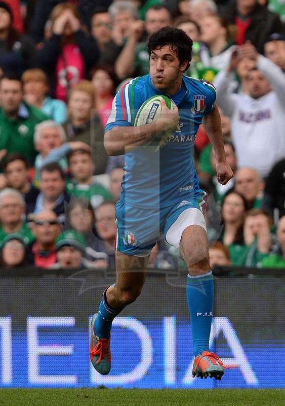 Sei Nazioni 2014, Dublino, Aviva Stadium, 08-03-2014, Irlanda v Italia, Leonardo Sarto varca la linea di meta, foto: Massimiliano Pratelli