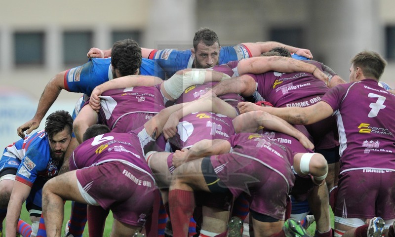 Finale Trofeo Eccellenza, Rovigo, stadio Battaglini 8-02-2014, Rovigo v FiammeOro. Ingaggio delle mischie.