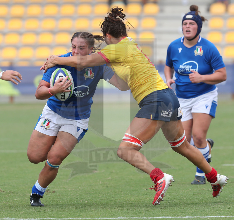 Rugby World Cup 2021 Women, Qualifier, Parma, stadio Lanfranchi 25/09/2021, Italia Donne v Spagna Donne, placcaggio alto di Lourdes Garcia-Moreno su Lucia Gai. Foto Daniele Resini/Fotosportit