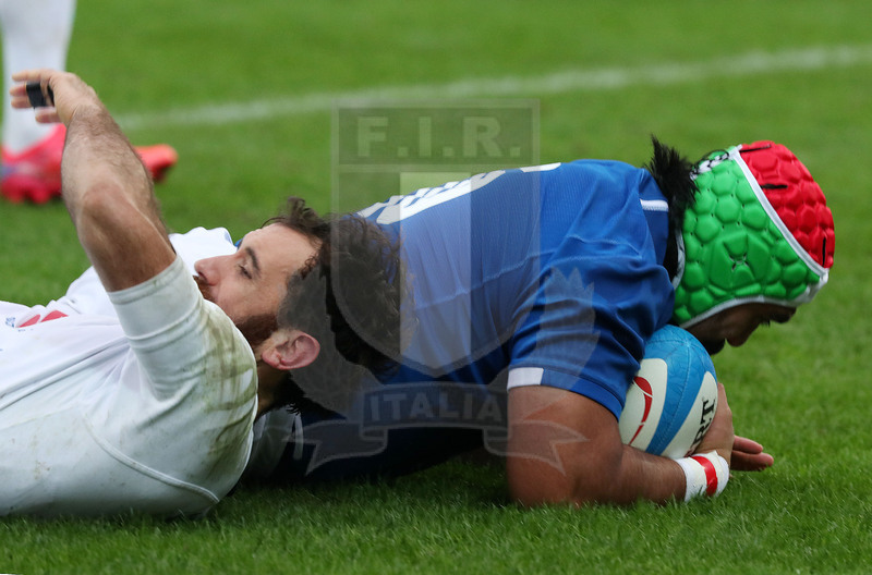 Autumn Nations Series 2021, Parma, stadio Lanfranchi 20/11/2021, Itallia v Uruguay, Hame Faiva in meta. Foto Daniele Resini/Fotosportit