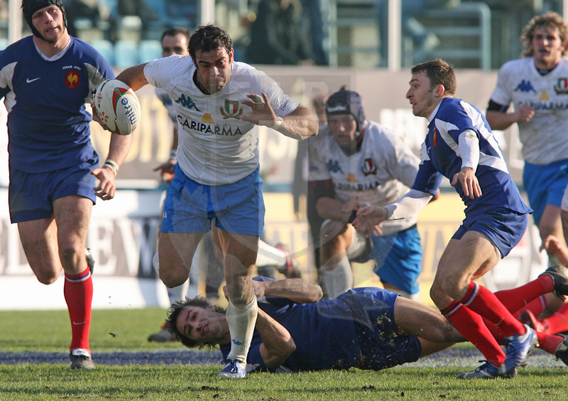 Sei Nazioni 2007, Roma, stadio Flaminio 03/02/2007, Italia v Francia, break di Gonzalo Canale. Foto Daniele Resini/Fotosportit