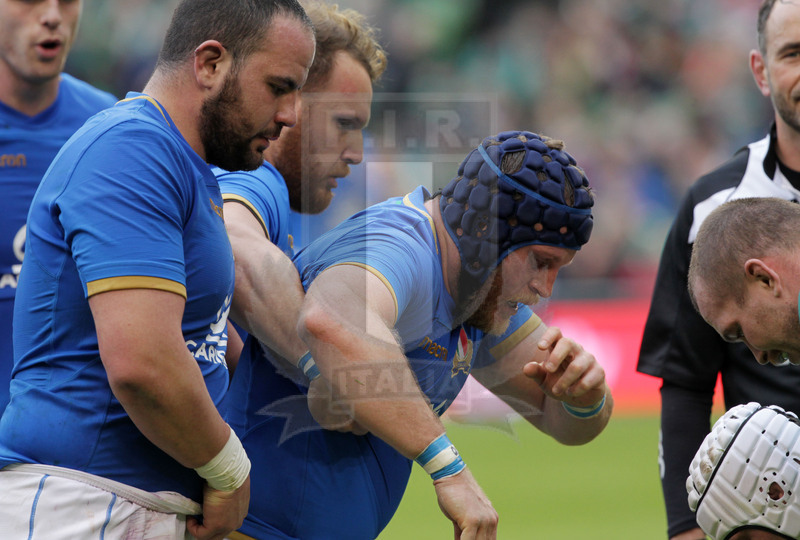 Natwest Sei Nazioni 2018, round 2, Dublino, Aviva Stadium 10/02/2018, Irlanda v Italia, la prima linea azzurra a ll\