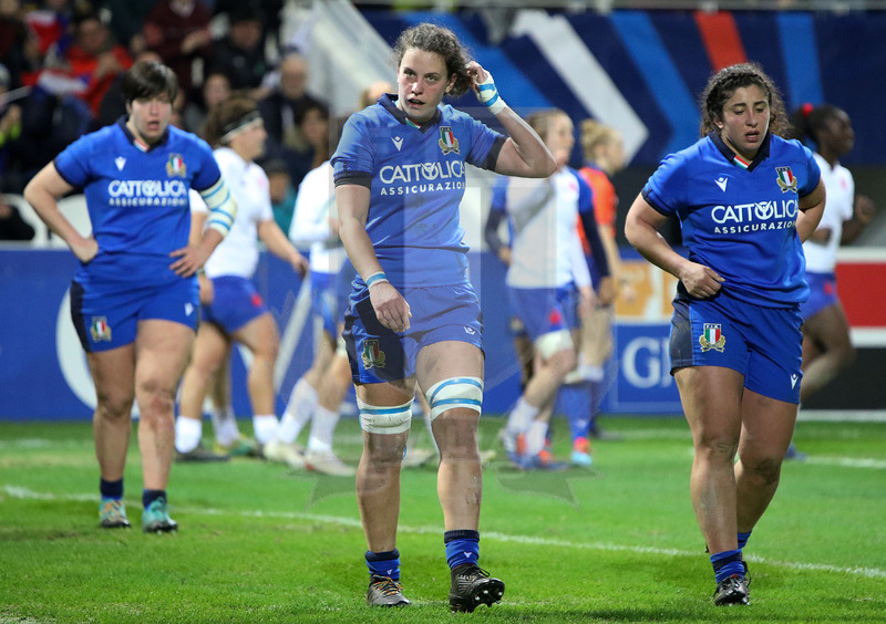 Sei Nazioni 2020 Donne, Limoges, Stade Beaublanc 08/02/2020, Francia Donne v Italia Donne, Veleria Fedrighi e Turani a fine match.