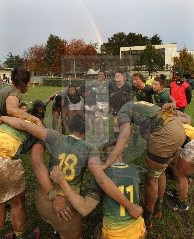 Cattolica Test Match Donne, Prato, stadio Chersoni 25/11/2018, Italia Donne v Sudafrica Donne, la preghiera della squadra sudafricana dopo il match. Foto Daniele Resini/Fotosportit