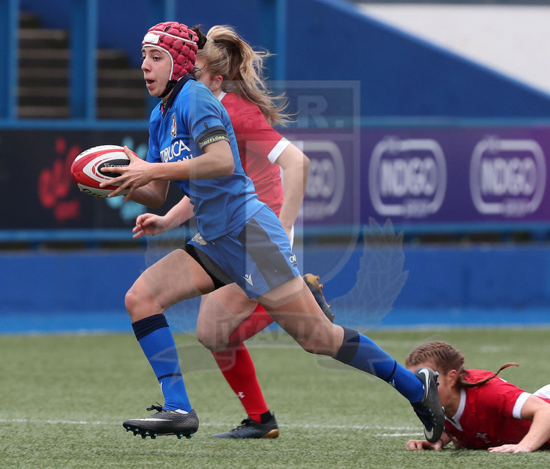 Guinness Sei Nazioni Donne 2020, Cardiff, Arms Park 02/02/2020 Galles Donne v Italia Donne, Vittoria Ostuni Minuzzi passa. Daniele Resini/Fotosportit