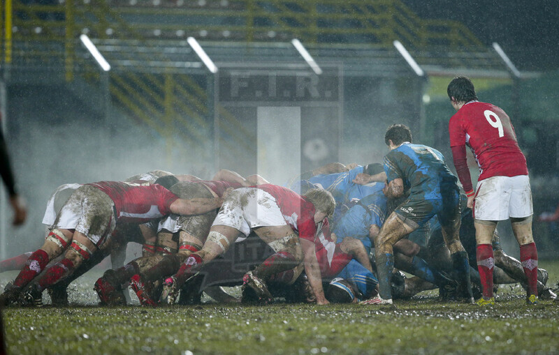 RBS 6 Nazioni U20 2013, Viterbo, Stadio Enrico Rocchi, 22-02-2013, Italia U20 v Galles U20. Crollo delle prime linee in mischia chiusa