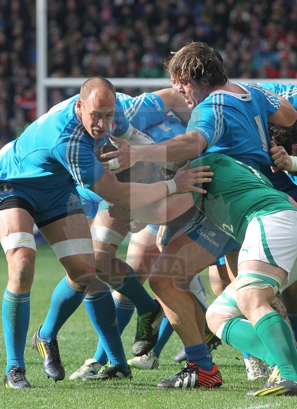 Sei Nazioni 2013, Roma, stadio Olimpico 16/03/2013, Italia v Irlanda, Parisse e Lo Cicero guidano una driving maul.