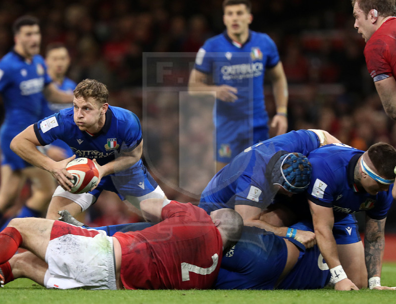 Guinness Sei Nazioni 2020, Round 1, Cardiff, Principality Stadium 01/02/2020, Galles v Italia, Callum Braley riparte da ruck. Foto Daniele Resini/Fotosportit