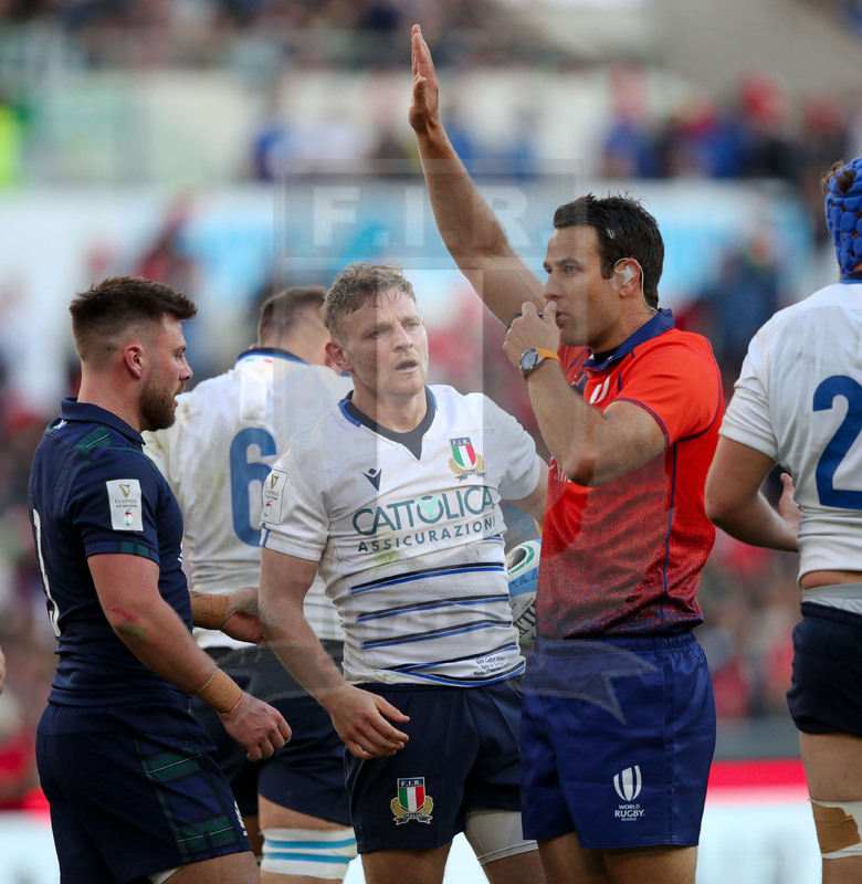 Guinness Sei Nazioni 2020, Round 3, Roma, Stadio Olimpico, 22/02/2020, Italia v Scozia. Callum Braley con l\