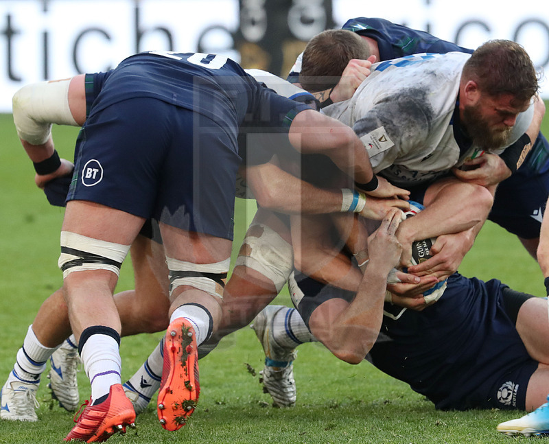 Guinness Sei Nazioni 2020, Round 3, Roma, Stadio Olimpico 22/02/2020, Italia v Scozia, Dean Budd contende palla. Foto Daniele Resini/Fotosportit.