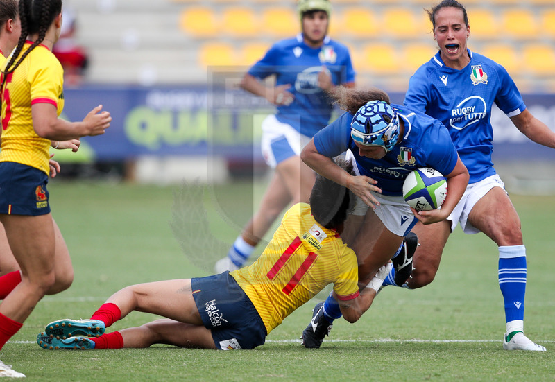 Rugby World Cup 2021 Women, Qualifier, Parma, stadio Lanfranchi 25/09/2021, Italia Donne v Spagna Donne, Gaia Maris placcata da Iera Echebaria Fernandez. Foto Roberto Bregani/Fotosportit