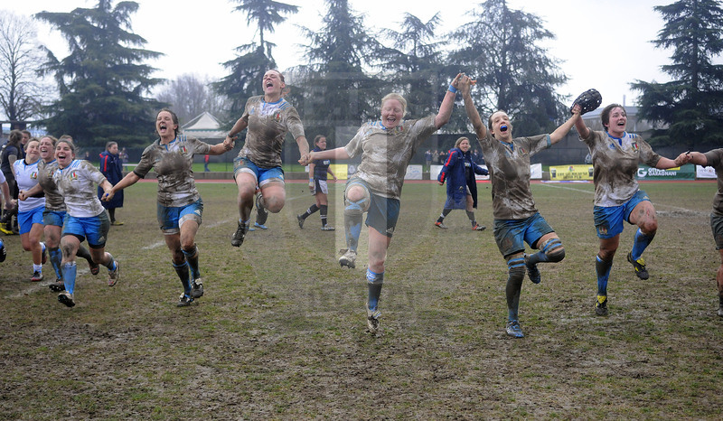 RBS Sei Nazioni Donne 2016, Round 3, Bologna, Stadio Pier Paolo Bonori 28/02/2016, Italia Donne v Scozia Donne, Festeggiamenti per le azzurre.