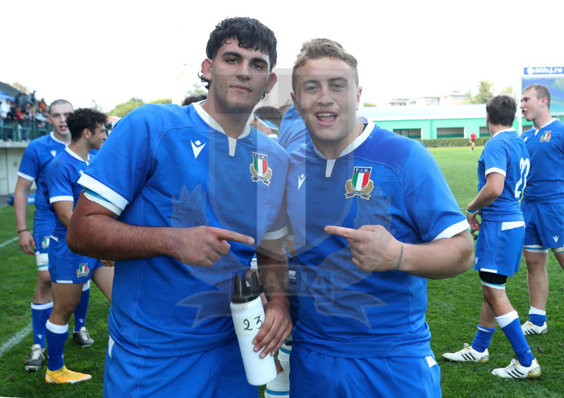 Test match U18, Trviso, stadio di Monigo, Italia U18 v Irlanda U18, Tommaso Ferrari e Alessandro di Stefano.