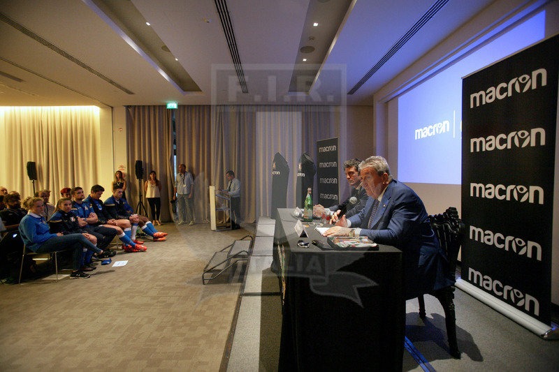 Milano, presentazione del nuovo sponsor tecnico Fir, Milano, NHOW Hotel 03/07/2017, il Presidente federale Alfredo Gavazzi e Gianluca Pavanello, ad di Macron. Foto Daniele Resini/Fotosportit