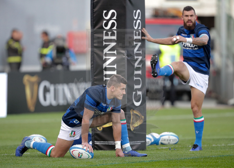 Guinness Sei Nazioni 2016, Round 2, Roma, Stadio Olimpico, 9/02/2019, Italia v Galles. Tommaso Allan e Jarden Hayward durante il warm-up. Foto Roberto Bregani/Fotosportit