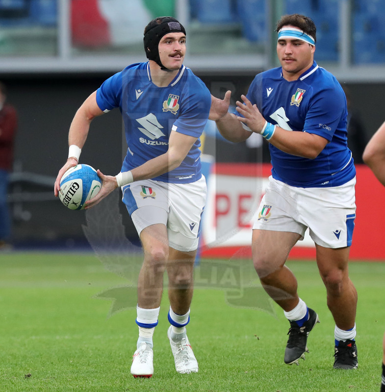Autumn Nations Series 2021, Roma, Stadio Olimpico, 06/11-2021, Itallia vs Nuova Zelanda, Carlo Canna con Nemer in sostegno. Foto Daniele Resini/Fotosportit