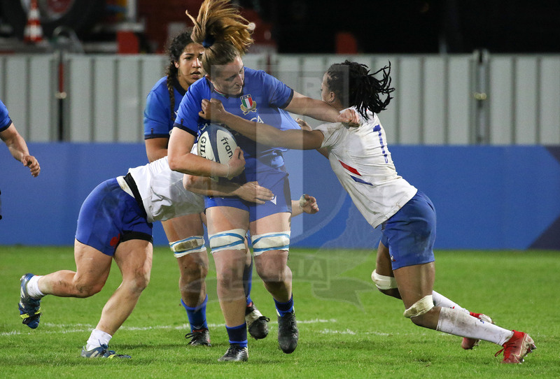 Sei Nazioni 2020 Donne, Limoges, Stade Beaublanc 08/02/2020, Francia Donne v Italia Donne,vFrancesca Sgorbini nella difesa.