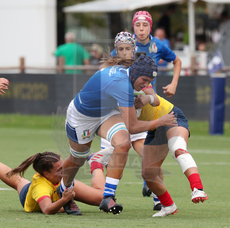 Rugby World Cup 2021 Women, Qualifier, Parma, stadio Lanfranchi 25/09/2021, Italia Donne v Spagna Donne, Giordana Duca con Sillati e Ostuni Minuzzi in sostegno. Foto Daniele Resini/Fotosportit
