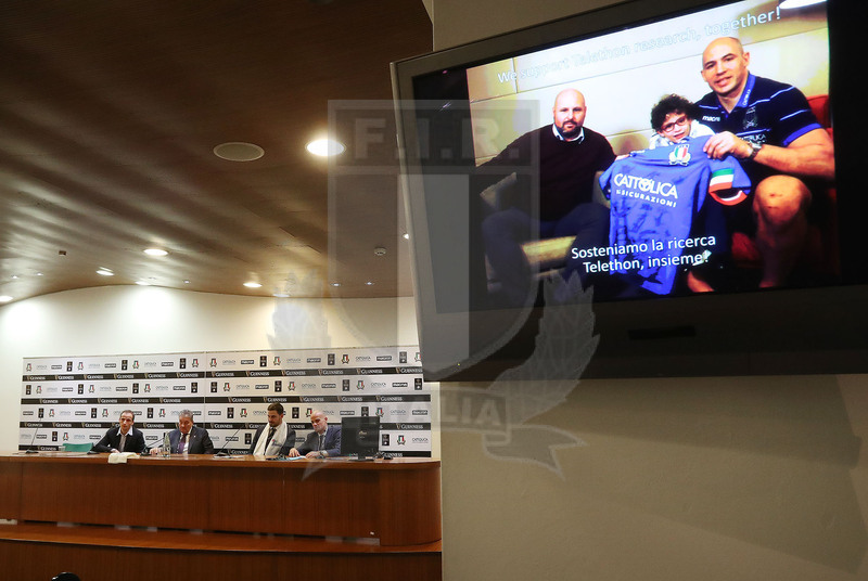 Roma, Stadio Olimpico 09/02/2019, conferenza stampa di presentazione e sigla dell’accordo Fir-Telethon,