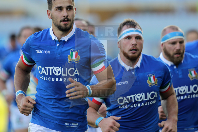 Cattolica Test Match 2018, Firenze, stadio Artemio Franchi 10/11/2018, Italia v Gorgia, Mattia Bellini con Lovotti e Ghiraldini. Foto Daniele Resini/Fotosportit
