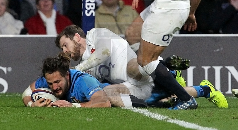RBS Sei Nazioni 2017, Londra, Twickenham 26/02/2017, Inghilterra v Italia, la meta di Michele Campagnaro. Foto daniele Resini/Fotosportit