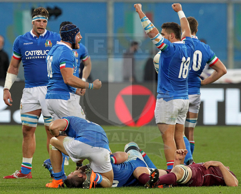 Cattolica Test Match 2018, Firenze, stadio Artemio Franchi 10/11/2018, Italia v Gorgia, festeggiamenti a fine match. Foto Daniele Resini/Fotosportit