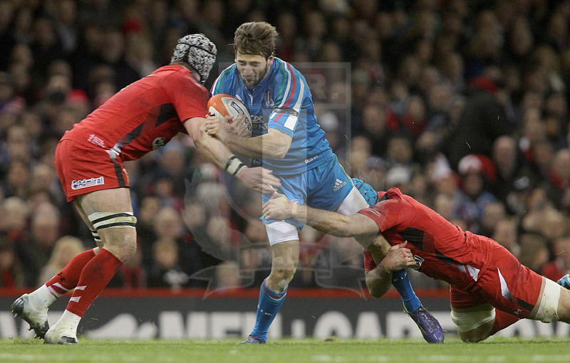 Sei Nazioni 2014, Cardiff. Millennium Stadium, 01/02/2014. Galles v Italia, Angelo Esposito. Foto Daniele Resini/Fotosportit