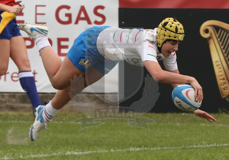Guinness Sei Nazioni 2019 Donne, Padova, stadio Plebiscito 17/03/2017, Italia Donne v Francia Donne, Beatrice Rigoni si tuffa in meta. Foto Daniele Resini/Fotosportit