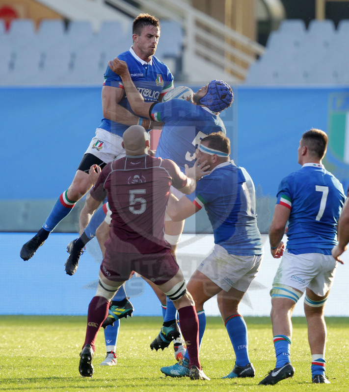 Cattolica Test Match 2018, Firenze, stadio Artemio Franchi 10/11/2018, Italia v Gorgia, Steyn e Budd su un pallone alto. Foto Daniele Resini/Fotosportit