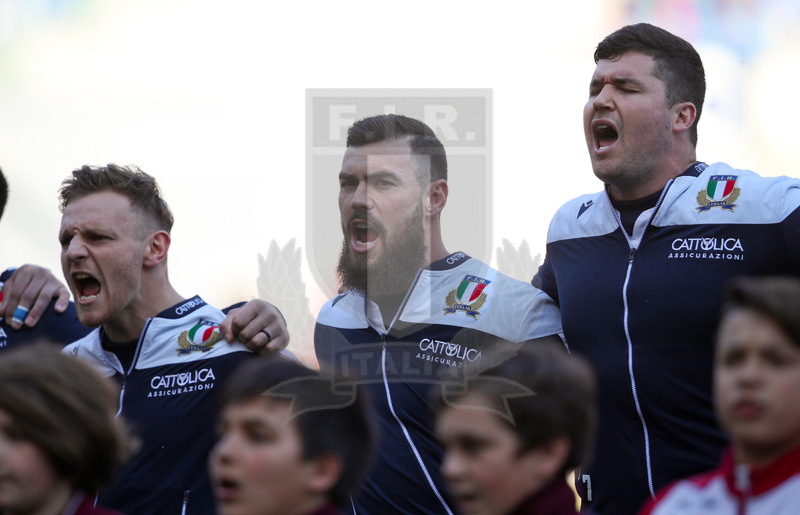 Guinness Sei Nazioni 2020, Round 3, Roma, Stadio Olimpico, 22/02/2020, Italia v Scozia. Sebastian Negri, Jayden Hayard e Callum Braley. Foto Roberto Bregani/Fotosportit
