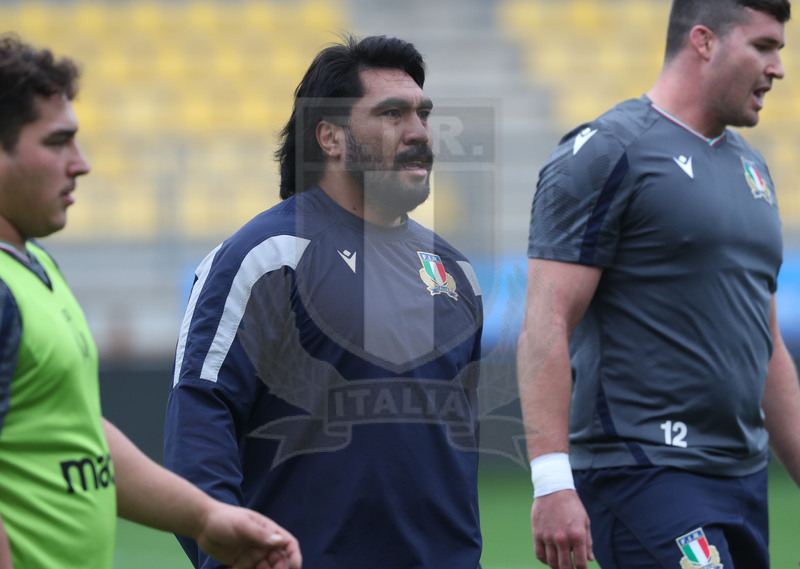 Autumn Nations Series 2021, Parma, Itallia v Uruguay, stadio Lanfranchi, team run della Nazionale Maggiore, Hame Faiva. Foto Daniele Resinii/Fotosportit