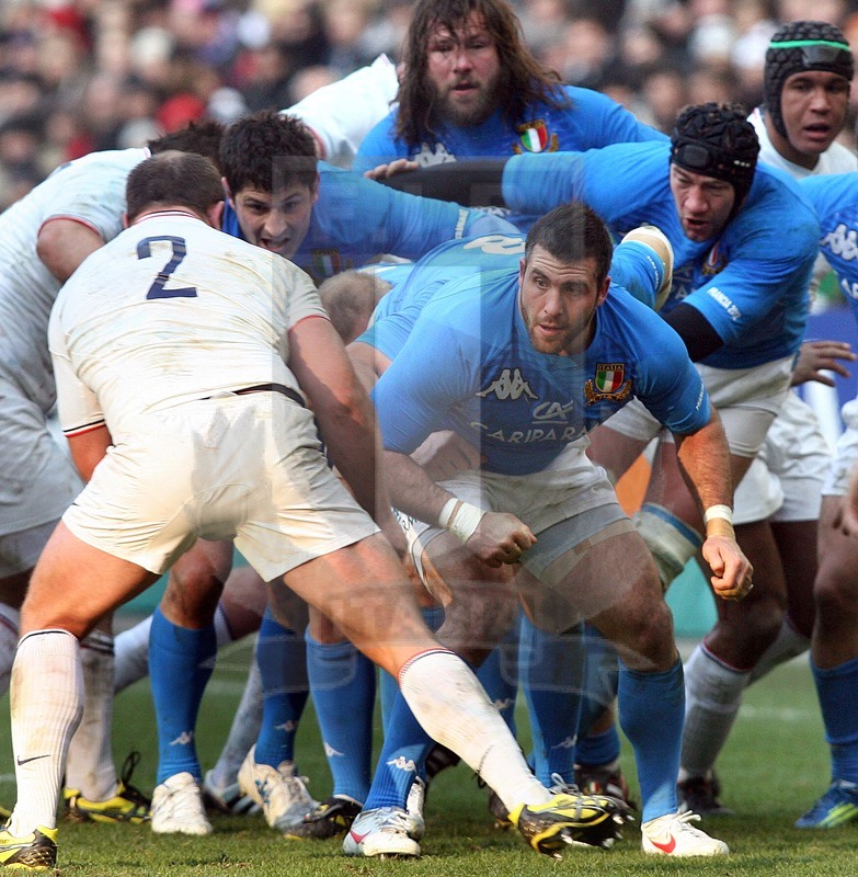 Rbs Sei Nazioni 2012, Round 1, Parigi, Stade de France 04/02/2012, Francia v Italia, rolling maul con Barbieri, Zanni, Van Zyl e Castrogiovanni. Foto Daniele Resini/Fotosportit