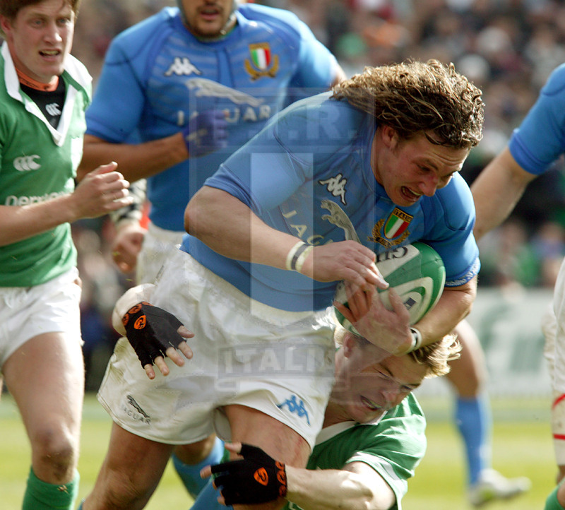 Sei Nazioni 2004, Dublino, Lansdowne Road 20/03/2004, Irlanda v Italia, Aaron Persico. Foto Daniele Resini/Fotosportit