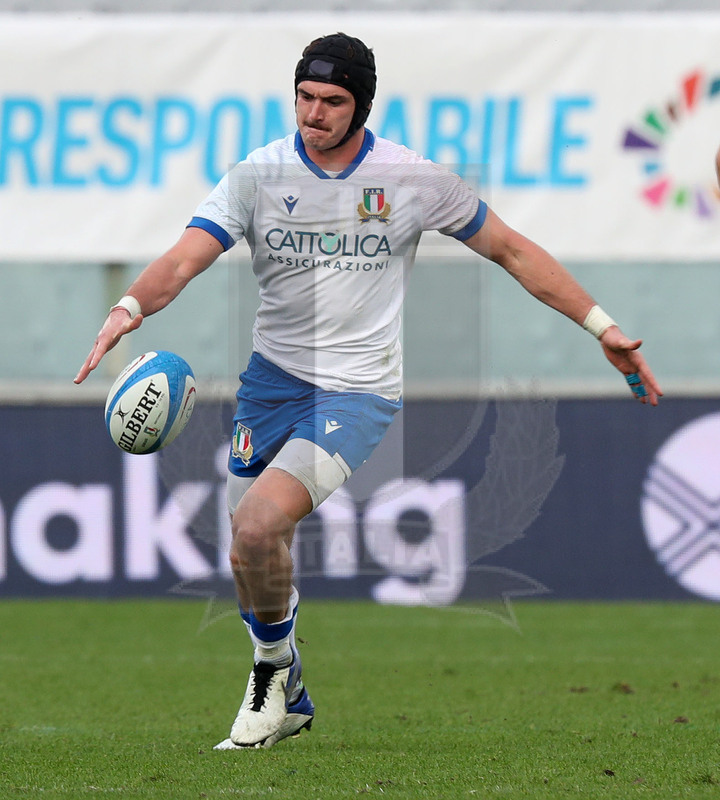 Autumn Nations Cup, Cattolica Test match 2020, Firenze, stadio Lanfranchi 14/11/2020, Italia v Scozia, Carlo Canna al calcio tattico. Foto Daniele Resini/Fotosportit
