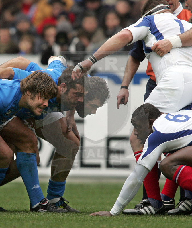 Sei Nazioni 2006, Parigi, Stade de France 25/02/2006, Francia v Italia, la prima linea azzurra all\