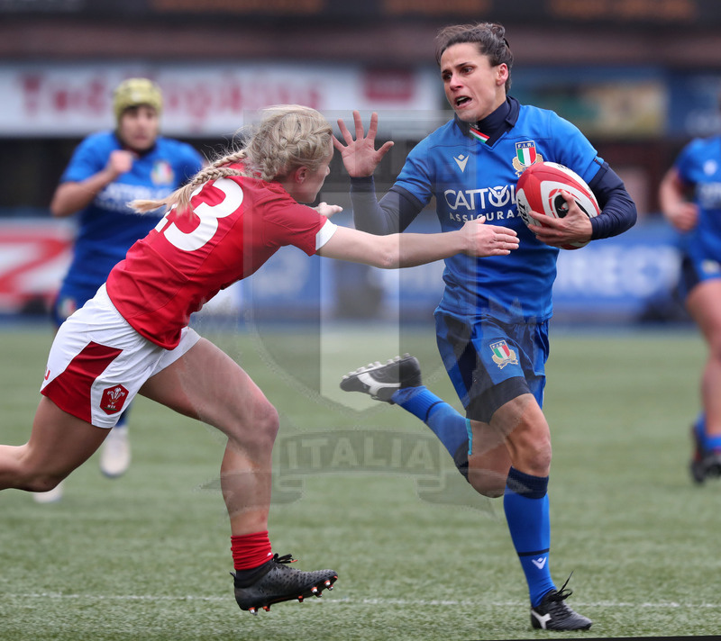 Guinness Sei Nazioni Donne 2020, Cardiff, Arms Park 02/02/2020 Galles Donne v Italia Donne, Sara Barattin respinge l\