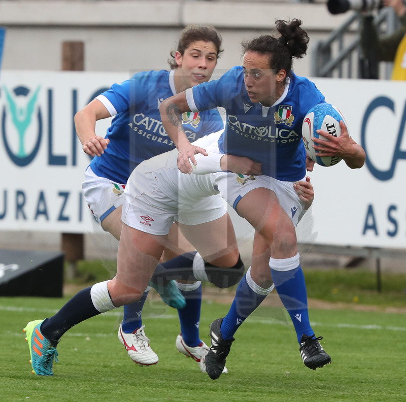 Sei Nazioni Donne 2021, Parma, stadio Lanfranchi 10/04/2021, Italia v Inghilterra, Manuela Furlan con Aura Musso in sostegno. foto Daniele Resini/Fotosportit