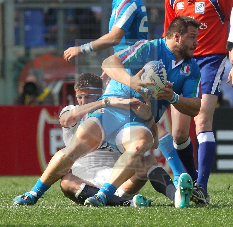 Rbs Sei Nazioni 2014, Roma, stadio Olimpico 15/03/2014, Italia v Inghilterra, Alberto De Marchi preso da Wood. Foto Daniele Resini/Fotosportit