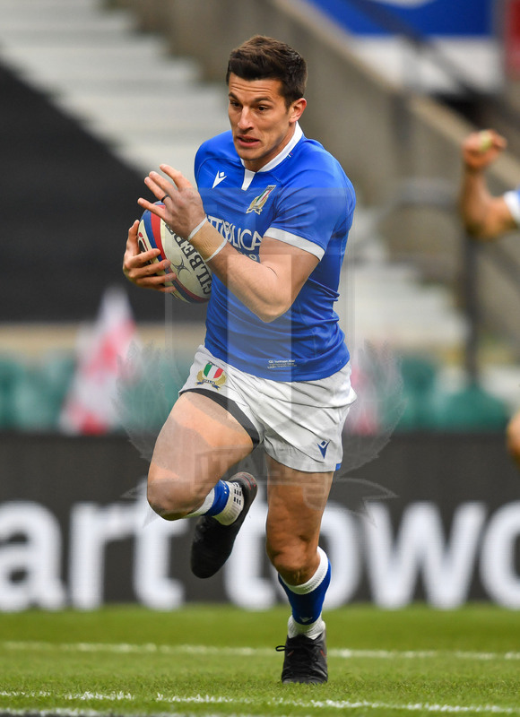 Guinness Sei Nazioni 2021, Round 2, Londra, Twickenham 13/02/2021, Inghilterra v Italia, Tommaso Allan. Foto Graig Thomas/Fotosportit
