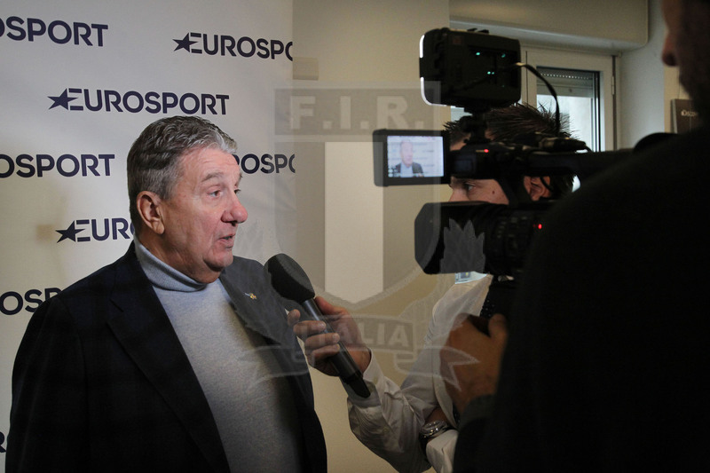 Milano, 19/12/2016, presentazione del derby fra Zebre e Benetton Treviso, il presidente della Fir, Alfredo Gavazzi, intervistato a margine della conferenza stampa.